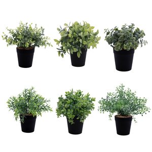 Plantes artificielles réalistes : feuilles d'eucalyptus et de <span class=keywords><strong>romarin</strong></span>, herbe artificielle, plantes en pot en plastique pour décoration intérieure - Product Image 1