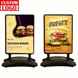 <b>Cheap</b> Modern Aluminum Double-Sided A-<b>Frame</b> Snap Open Portable Washable Advertising Pavement Sign Stand Wheels Square Shape - Product Image 1