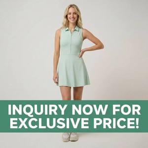 Abito da Tennis Senza Maniche Verde Menta per Donne con Tasca per Palline, <span class=keywords><strong>Vestito</strong></span> Sportivo da Golf a Vita Alta, Logo Personalizzato OEM, Produzione di Abbigliamento Sportivo - Product Image 5