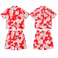 Ensemble deux pièces tropical floral personnalisé pour homme, chemise hawaïenne à manches courtes et short, texture lin, polyester, vêtements de plage d'été