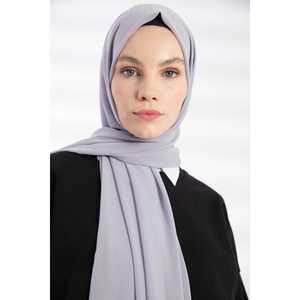 ผ้าพันคอชีฟองหรูหรา สีเทา โพลีเอสเตอร์ยาวสำหรับผู้หญิง ป้องกันแสงแดด - Product Image 4