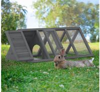 Clapier à lapins Petit poulailler Extérieur Cage à caille à cadre en A avec 2 portes et cage de course Clapier à caille triangulaire en bois pour petit animal