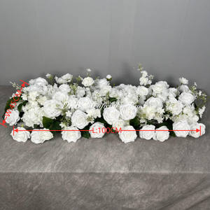 Guirnalda de flores de seda artificial DKB caminos de mesa de flores blancas para boda - Product Image 2