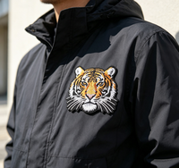 Patchs brodés personnalisés en usine pour animaux sauvages (tigre, bison, ours grizzly) à coudre ou thermocollants pour chapeaux et vêtements