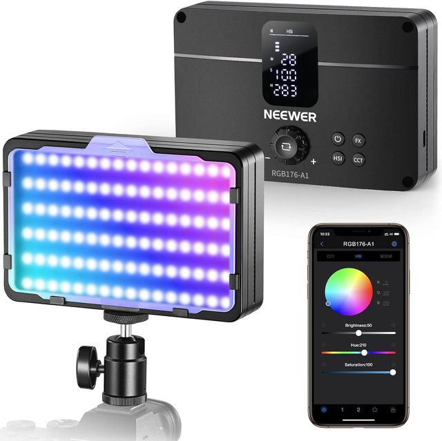 Neewer Rgb 10w Portable On Camera Light 176-a1 Led Video Light Panel 17 Scenes Cri97+ 2500k-10000k For Photography