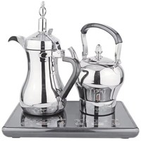 Cafetière Dallah Arabe de Luxe, Ensemble Café et Thé, Pot Turc Traditionnel en Acier Inoxydable, Style Moyen-Orient, Écologique, Électrique