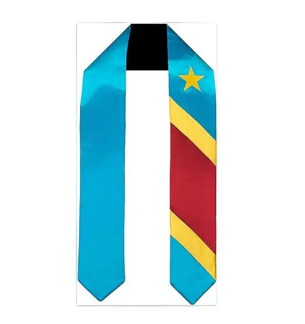 Venda quente bandeira personalizada Congo Kinshasa bandeira de formatura roubou faixa de formatura presente para o dia da formatura