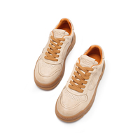Sneakers en cuir vieilli pour femmes, chaussures basses décontractées de style skate avec semelle en caoutchouc