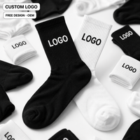 Chaussettes en coton noir et blanc vierges en gros, personnalisables avec logo, design gratuit, chaussettes décontractées côtelées, fabricant OEM