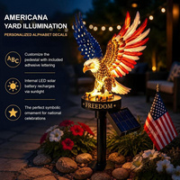 Statue d'aigle de jardin, drapeau américain, artisanat en résine, imperméable, peint à la main, décoration de jardin pour le Jour de l'Indépendance et les jours de fêtes patriotiques
