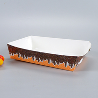Einweg-Dessert-Schiffchen aus Pappe mit Waffelkegel und Schokoladenmuster für Eisdielen, Bäckereien, Cafés, Partys und zum Mitnehmen
