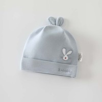 Lot de 4 bonnets pour nouveau-né en coton doux, double couche, avec oreilles de lapin mignonnes, antibactériens, unisexes, pour 0-3 mois