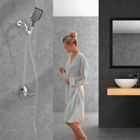 Pomme de douche portable en plastique ABS gris pistolet à 8 réglages, bouton carré, pommeau de douche à main pluie