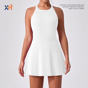 Hochwertiges Tenniskleid mit individuellem Frontdesign, für Outdoor-Yoga, Fitnessstudio, Workout, plissiert, feuchtigkeitsableitend, Rundhalsausschnitt, atmungsaktiv, weich - Product Image 1