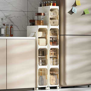 Plastic Storage Cabinet With Wheels For Bathroom Multi Functional Dustproof Organizer Rectangular Standing Type - Product Image 3