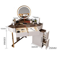 SZT10 Table de maquillage nordique moderne pour adulte, coiffeuse moderne en bois massif avec miroir pour chambre à coucher