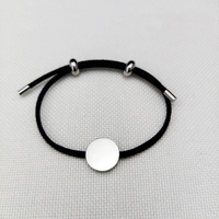 Nouveau bracelet en acier inoxydable à la mode, cordon de bijoux, disque rond, bracelet personnalisé avec charme de pièce de monnaie, gravure de logo, bracelet pour femmes et hommes