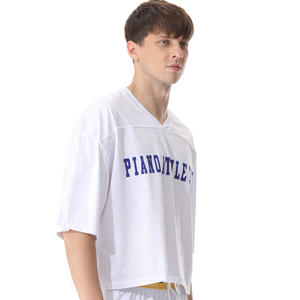 Tontons personnalisé Polyester col en v t-shirt hommes Hip Hop mode surdimensionné recadrée personnalisé Boxy Fit maille Football maillot grande taille - Product Image 5