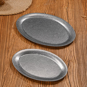 Plato ovalado de acero inoxidable, plato bajo para café, té, restaurante, fiestas. - Product Image 1
