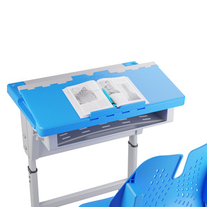 Lin Ying <b>Study</b> <b>Desk</b> And Chair Set Adjustable Height For Primary School Students Modern Minimalist Style Blue - Product Image 3