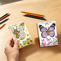 Set de 2 Cuadernos Espirales para Pintura de Diamantes DIY, Diseño de Mariposas, Kit de Manualidades con Arte de Diamantes 5D para Principiantes