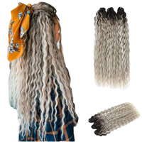 DS Hair 22 pouces 3 pièces Cheveux synthétiques en fibre haute température à double trame pour tresses ondulées effet eau