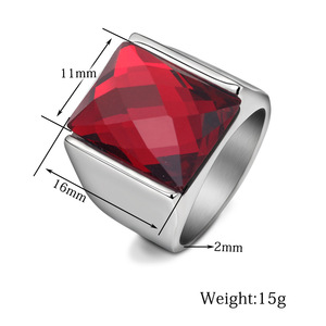 Anillo Piramidal Unisex con Gema Roja, Engaste a Presión, Estilo Geométrico, Joyería de Moda, Regalo - Product Image 5
