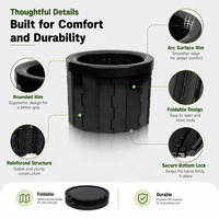 Toilette de camping pliable portable pour adultes, capacité de 13,5 L, robuste (300 lb), en ABS gris, pour camping-car, voiture et camion