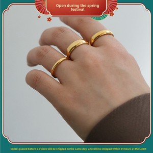 Anillo Sencillo y Elegante <span class=keywords><strong>de</strong></span> <span class=keywords><strong>Acero</strong></span> <span class=keywords><strong>Inoxidable</strong></span> Chapado en Oro <span class=keywords><strong>de</strong></span> 18K, Versátil, Resistente a la Decoloración, Moderno, para Parejas, para Mujer - Product Image 3