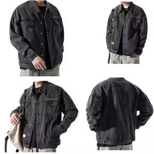 Chaqueta Vaquera Negra Personalizada de Alta Calidad para Hombre, Chaqueta Vaquera Bordada Holgada y a la Moda para Primavera y Otoño - Product Image 5