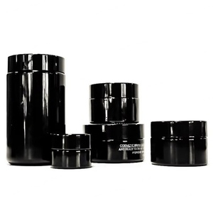 Pot de stockage en verre UV violet foncé noir hermétique de 500 ml, 16 oz, 8 oz, 250 ml avec couvercle à vis, personnalisable en gros - Product Image 1