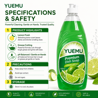 Liquide vaisselle au citron frais 500 ml, efficace contre la graisse, doux pour les mains, marque privée, OEM, vente en gros, détergent à vaisselle