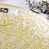 Plateau à fruits en verre décoratif rond de 40 cm, plaqué or, gaufré, pour la maison et les mariages – Vente en gros