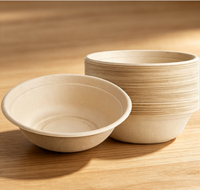 Bol à salade rond en bagasse de canne à sucre biodégradable Sumkoka 24oz 32oz, jetable, compatible micro-ondes, qualité alimentaire, avec couvercle