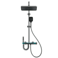 Ensemble de douche de luxe à affichage numérique intelligent Clé de piano murale pour salle de bain Système de robinet de douche à effet de pluie à 4 sorties d'eau