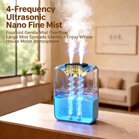 Humidificateur de bureau ultrasonique à 4 jets, 3,5 litres, grande quantité de brume, portable, pour chambre à coucher, maison, bureau, avec lumière nocturne