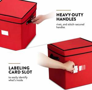 Caja de Almacenamiento para Adornos Navideños Roja Premium de 64 Compartimentos con 4 Bandejas Individuales - Product Image 4