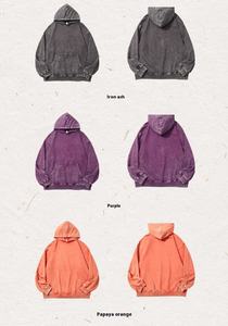 Aceptamos <span class=keywords><strong>Sudadera</strong></span> con capucha antigua y lavada de algodón de 350g de tamaño extra grande hecha a medida para hombres y mujeres Tops sueltos de algodón puro Batik - Product Image 4