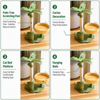 Arbre à chat combiné Coco, Palmier et Cactus |   Griffoir 3-en-1 avec lit en peluche, poteau en sisal et jouets suspendus - Mobilier pour chat tropical