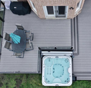 Banc de jardin extérieur en composite bois-<span class=keywords><strong>plastique</strong></span> (WPC) lisse, moderne, imperméable, avec cadre à lattes solides - Product Image 4