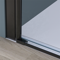 Profilé en aluminium noir mat 8mm Portes pliantes en verre trempé transparent pour salle de bain