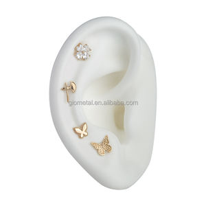 Geomeal 14k ठोस सोने का दिल भाग्यशाली क्लोवर शीर्ष शरीर के भेदी गहने थोक लेरेट आंतरिक रूप से थ्रेड ट्रेडड ट्रेडस डेथ - Product Image 4