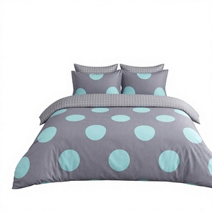 Parure de lit moderne en coton à pois 200TC, gris turquoise, housse de couette réversible pour B&B, livraison directe UE, 3 pièces - Product Image 1