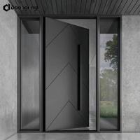 Porte d'entrée en aluminium à rupture de pont thermique avec verre trempé, style moderne pour maison de plage ou maison de bord de mer