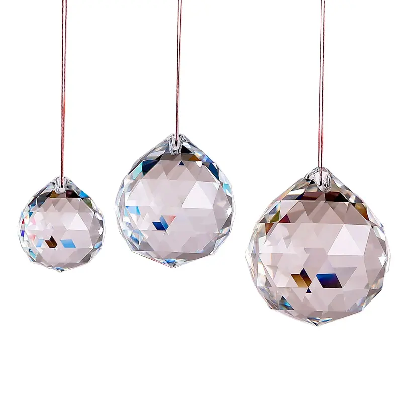 Feng Shui Jewelry 20Mm 30Mm 50Mm Crystal Faceted Ball Glass Sphere Hanging Chandelier Lighting Crystal Prism Ball Decoration