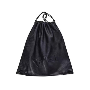 <span class=keywords><strong>Zaino</strong></span> con coulisse in <span class=keywords><strong>pelle</strong></span> nera moda all'ingrosso con tasca interna - Product Image 3