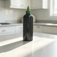 Bouteille vide en plastique noir de 16 oz avec bouchon à vis, pour huile capillaire, savon liquide, huile de cuisson, crème essentielle