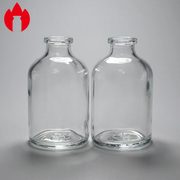 Embalagem de garrafa de vidro moldado injetável da farmácia 50ml para venda