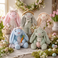 Vente en gros de lapins en peluche à longues oreilles multicolores, jouet en peluche doux, lapin en peluche aux couleurs assorties, poupée animale moelleuse pour les enfants, cadeau d'anniversaire