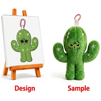 Porte-clés en peluche personnalisé en forme de cactus, mignon ours en peluche de dessin animé, pendentif de sac pour cadeau de vacances, décoration intérieure, OEM ODM, faible MOQ